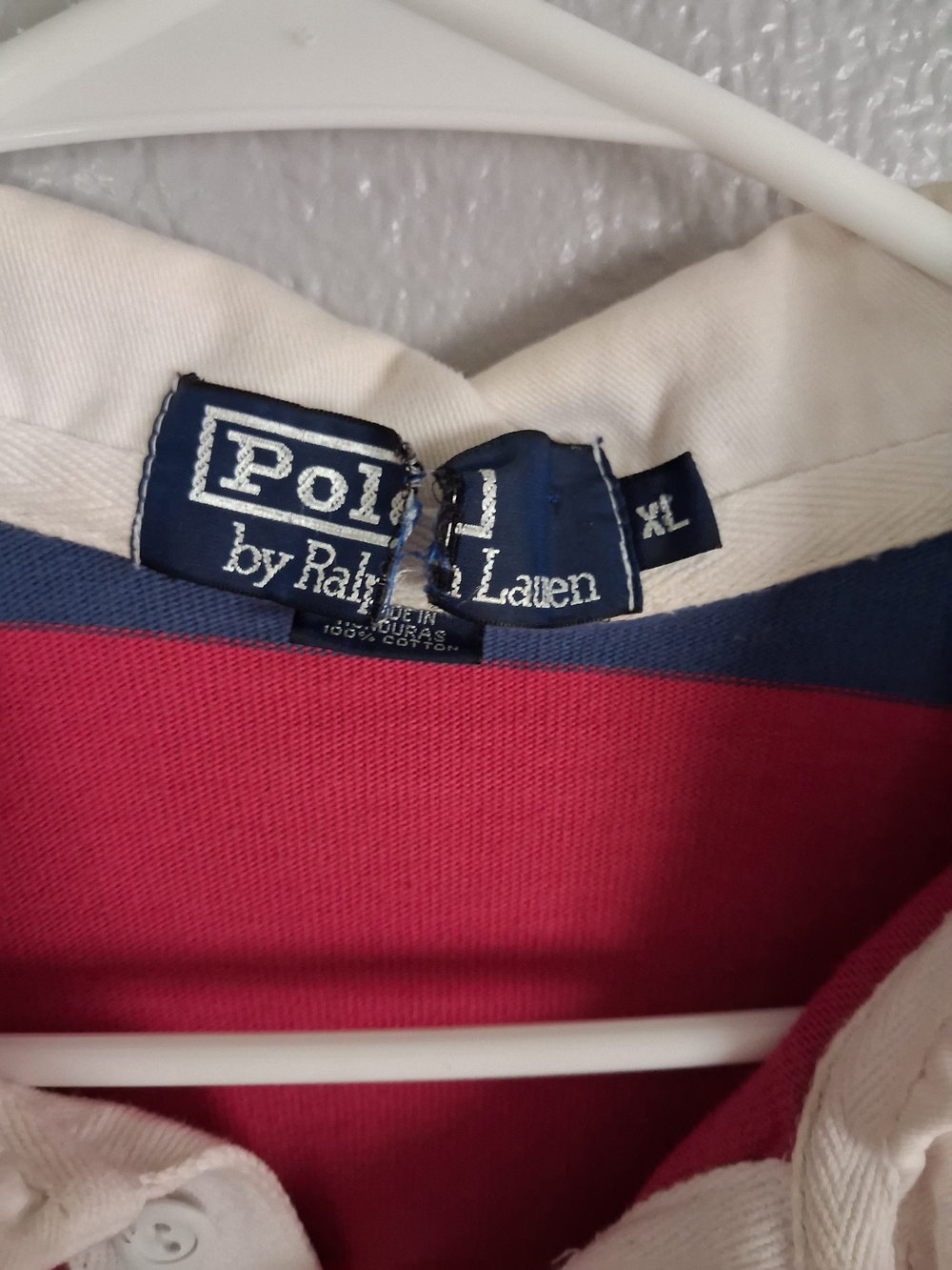 Polo Ralph Lauren Vintage Red and Blue Striped Rugby Polo XL - Picture 4 of 5